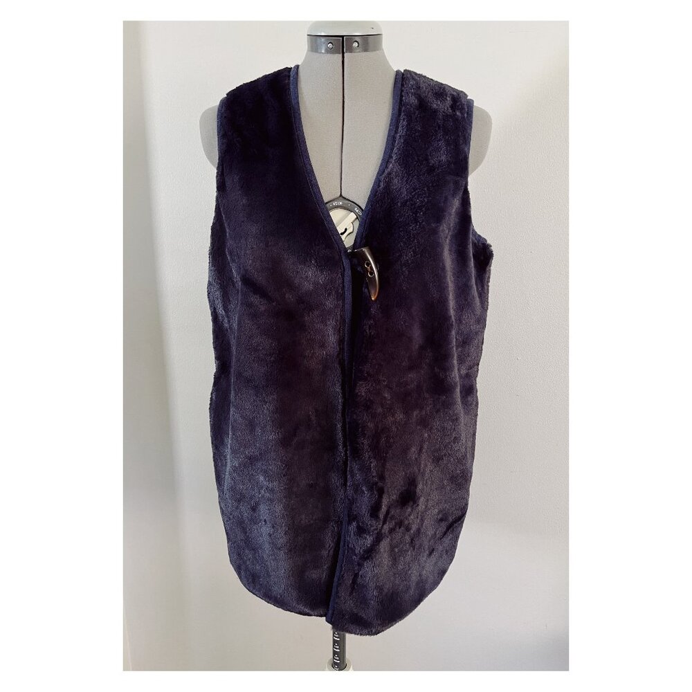 J. McLaughlin Sz M Navy Blue Lolan Faux Fur & Merino Wool Vest
